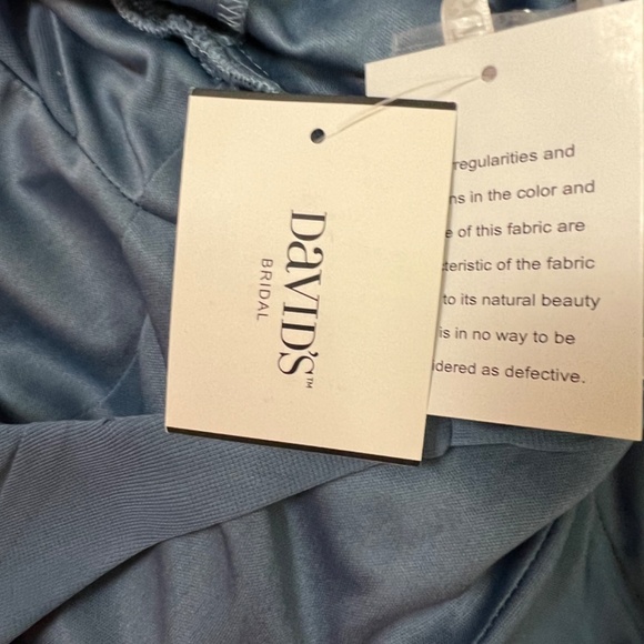 David’s Bridal Steel Blue Mesh Cut Out Spaghetti Strap Bridesmaid Dress NWT - Picture 13 of 13